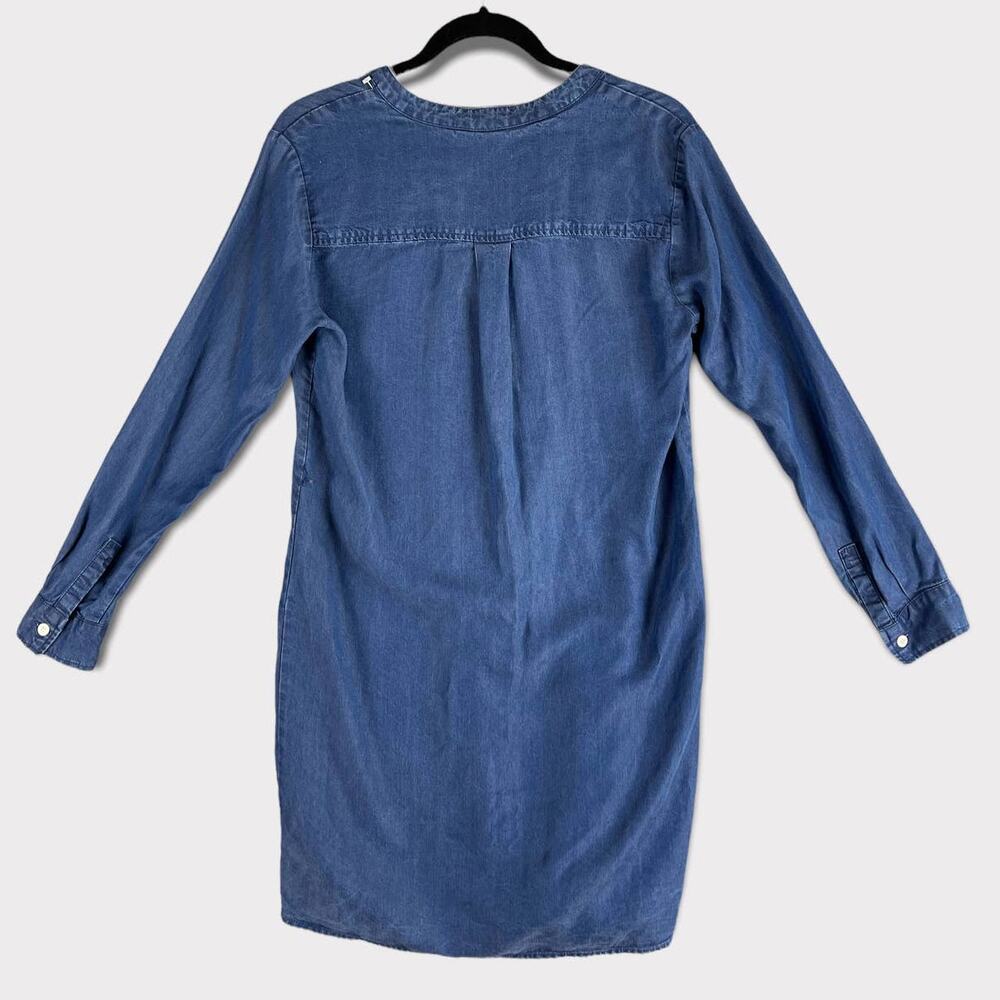 Gap Womens Small Blue Chambray L/S Button Front Shirt Dress Lyocell No Belt - Picture 3 of 10